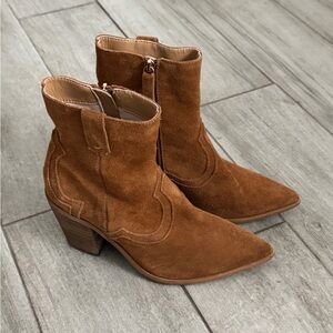 Women's Tan Suede Ankle Booties